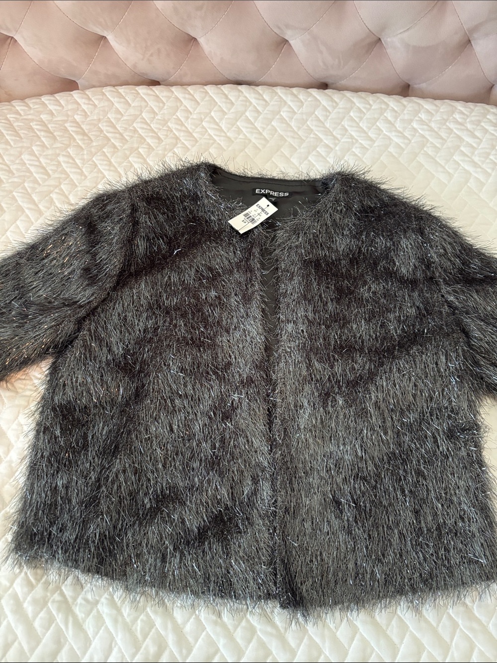 Express Black Faux Fur Coat